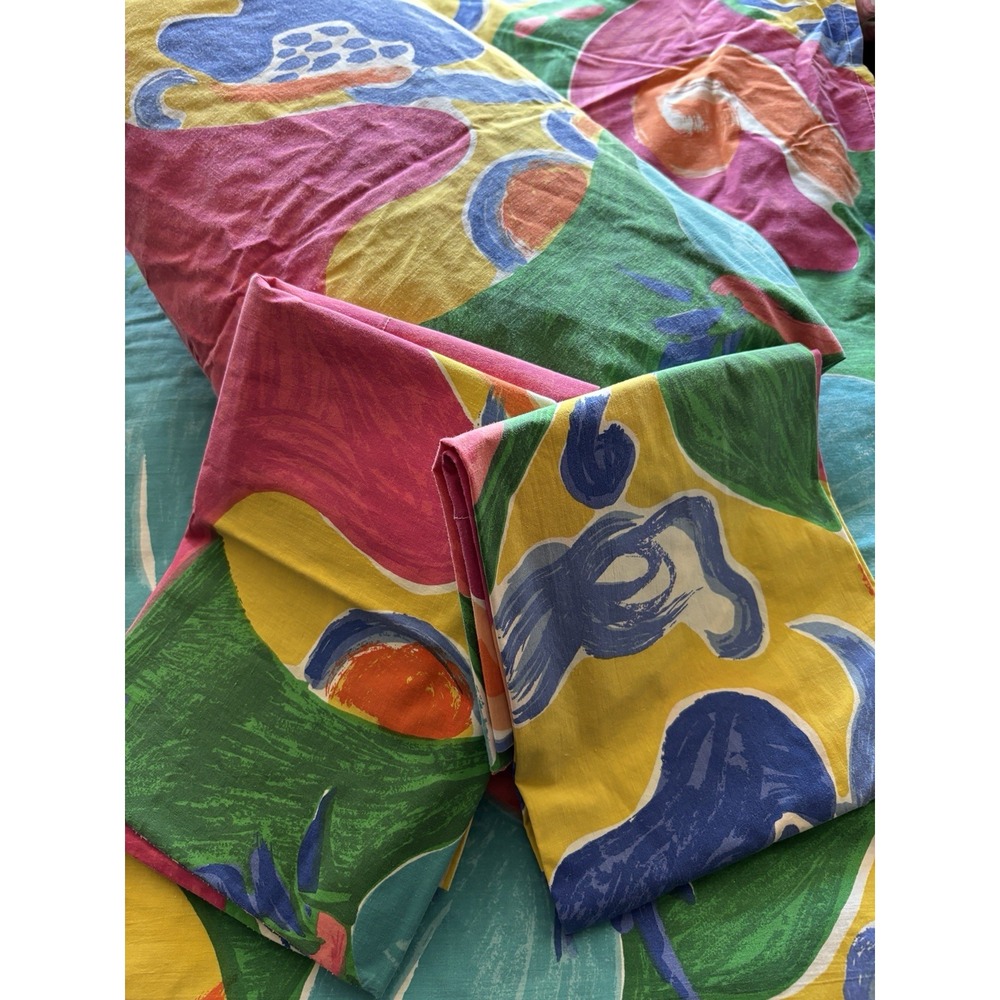Vtg Ralph Lauren Costa Paradiso Queen Sheet Set 1991 Abstract Pink Blue Tropical